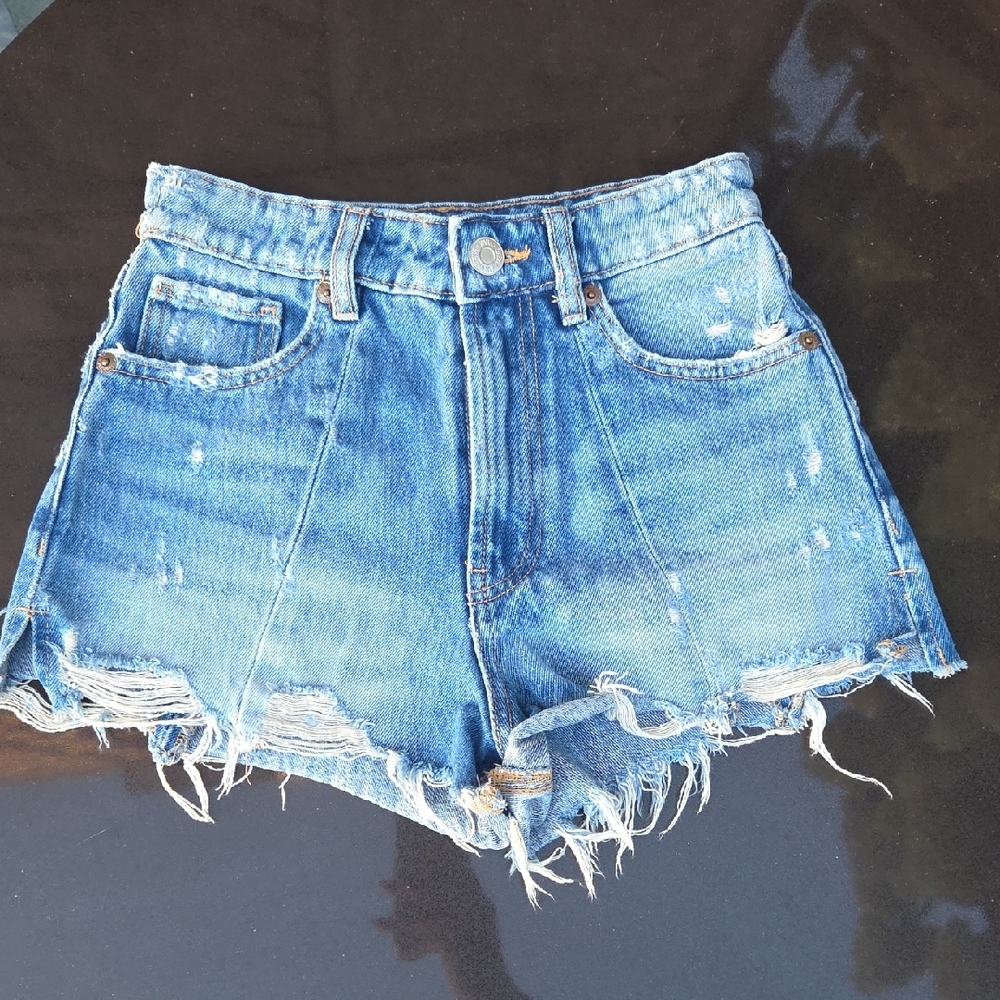 Zara Blue Distressed Jean Shorts